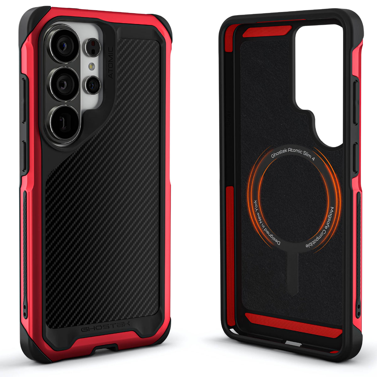 Galaxy S26 Ultra Case Clear Metal MagSafe Red Aramid Carbon Fiber