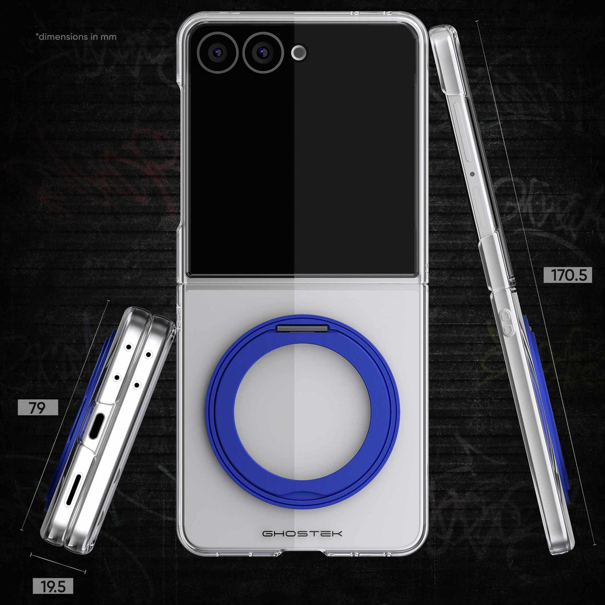 Samsung Flip 8 Case Clear Blue MagSafe Kickstand