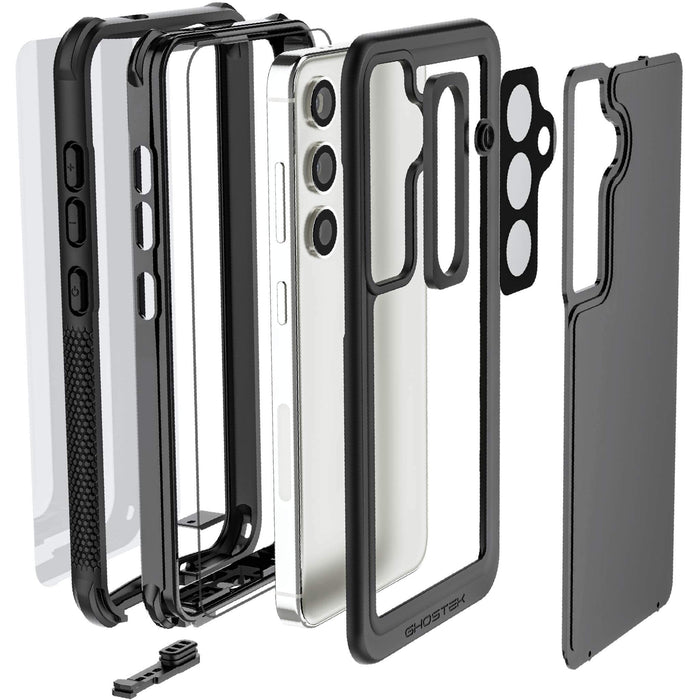 Waterproof Galaxy S24 Case with Screen Protector Black Belt Clip Holster