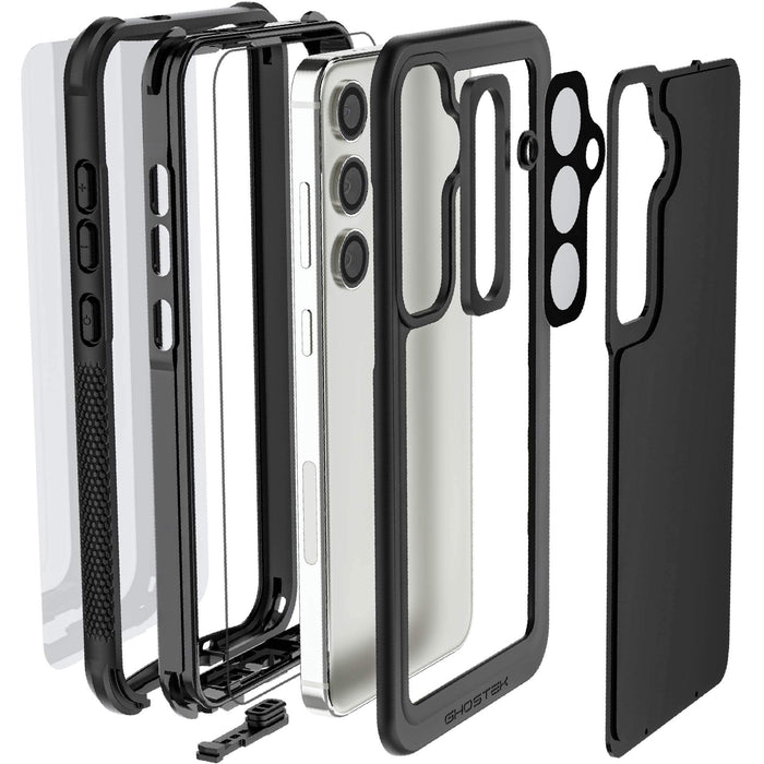 Waterproof Galaxy S24 Plus Case with Screen Protector Black Belt Clip Holster