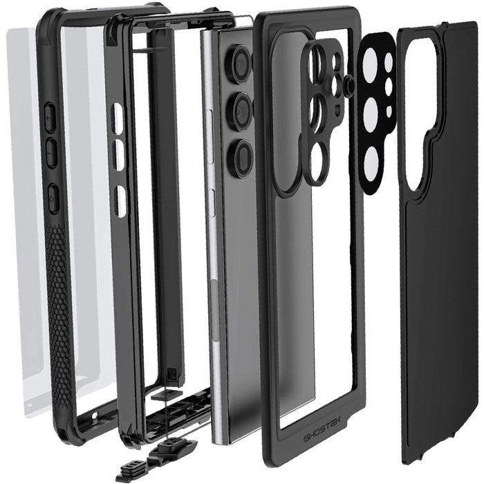 Waterproof Galaxy S24 Ultra Case with Screen Protector Black Belt Clip Holster