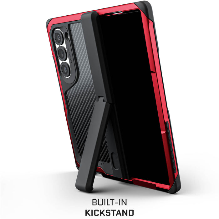 Samsung Galaxy Z Fold 6 Kickstand Case Red Carbon Fiber