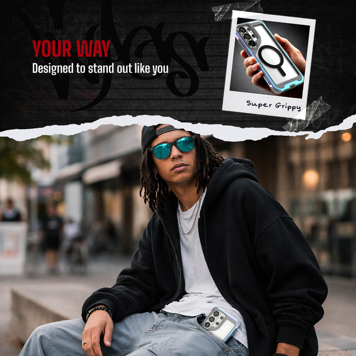 Galaxy S26 Ultra Case Clear Metal MagSafe Prismatic