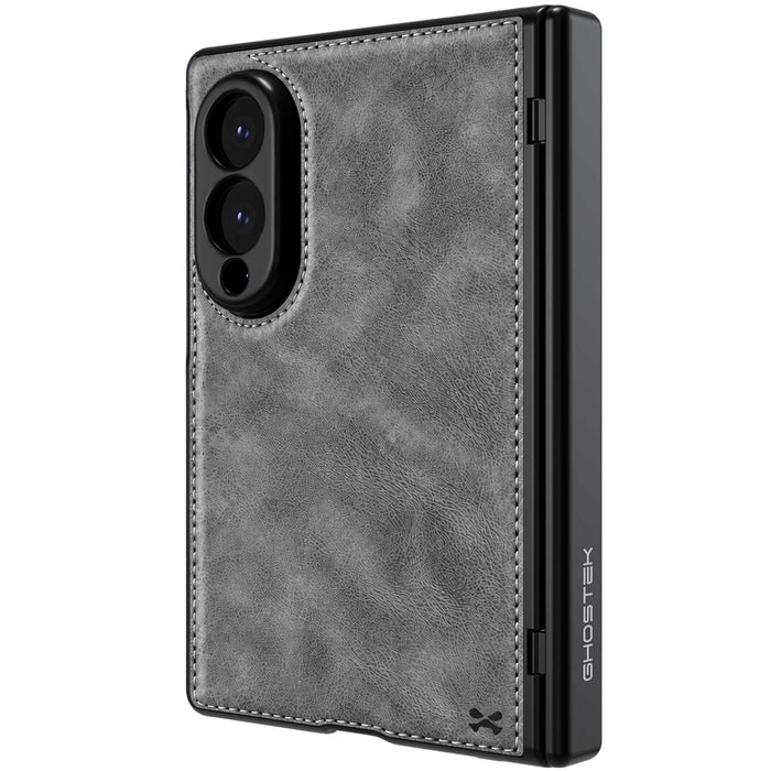 Samsung Galaxy Z Fold 8 Case Leather Gray MagSafe Magnetic Hinge Cover