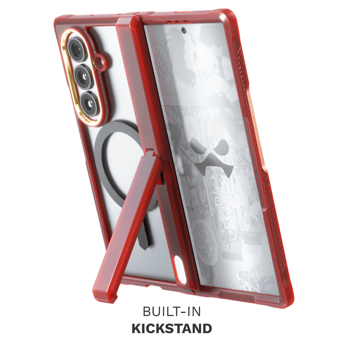 Samsung Galaxy Fold 7 Case Red MagSafe Kickstand Protective Phone Cover Clear