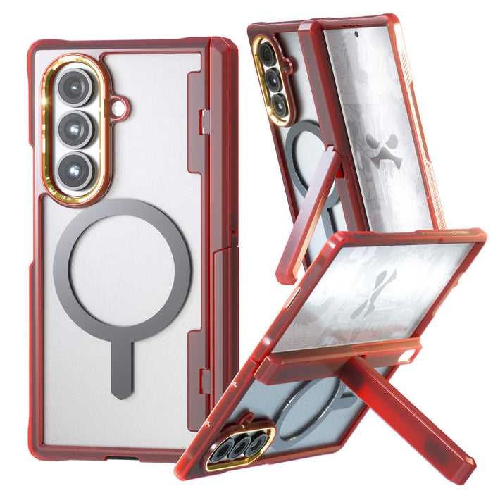 Samsung Galaxy Z Fold 7 Case Red MagSafe Kickstand Protective Phone Cover