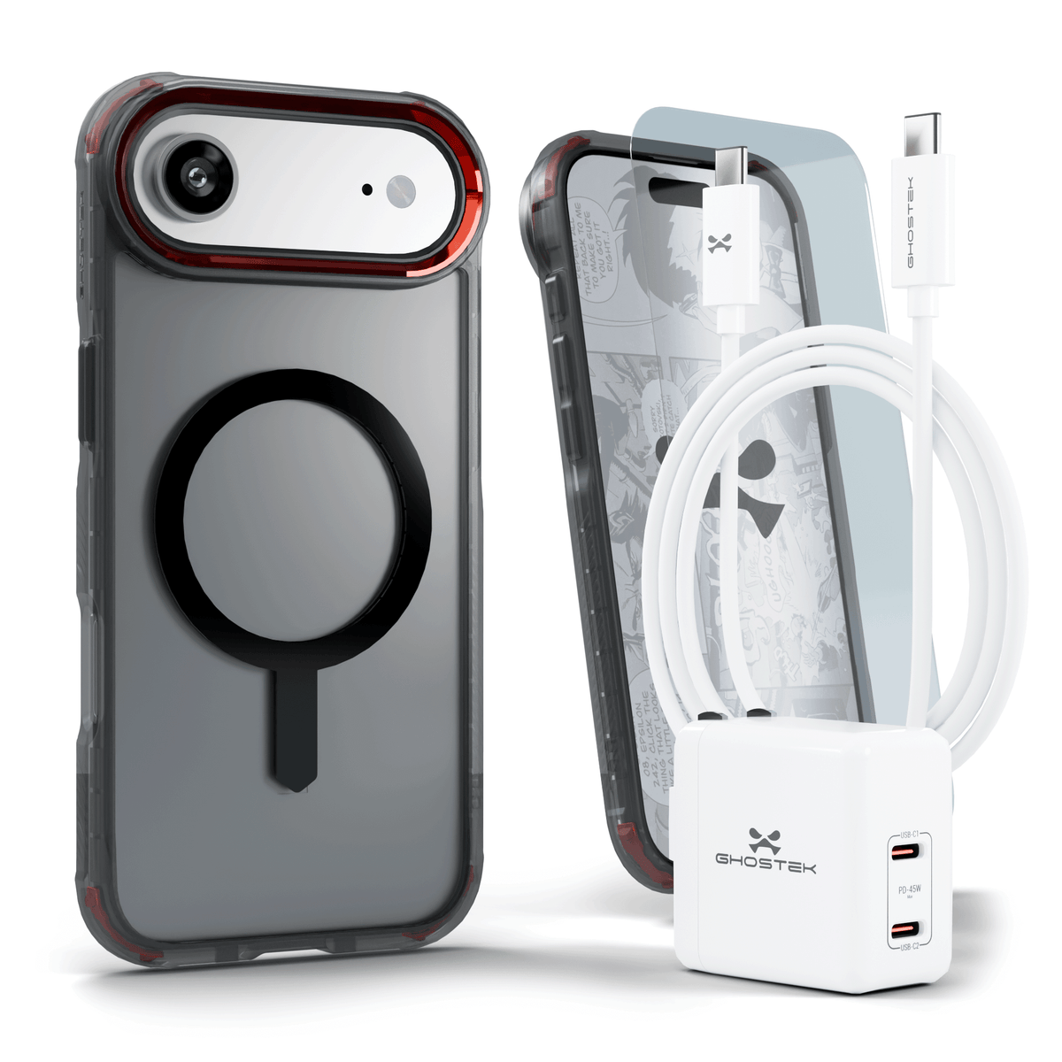 iPhone Air Case Charger Cable Screen Protector Bundle Smoke
