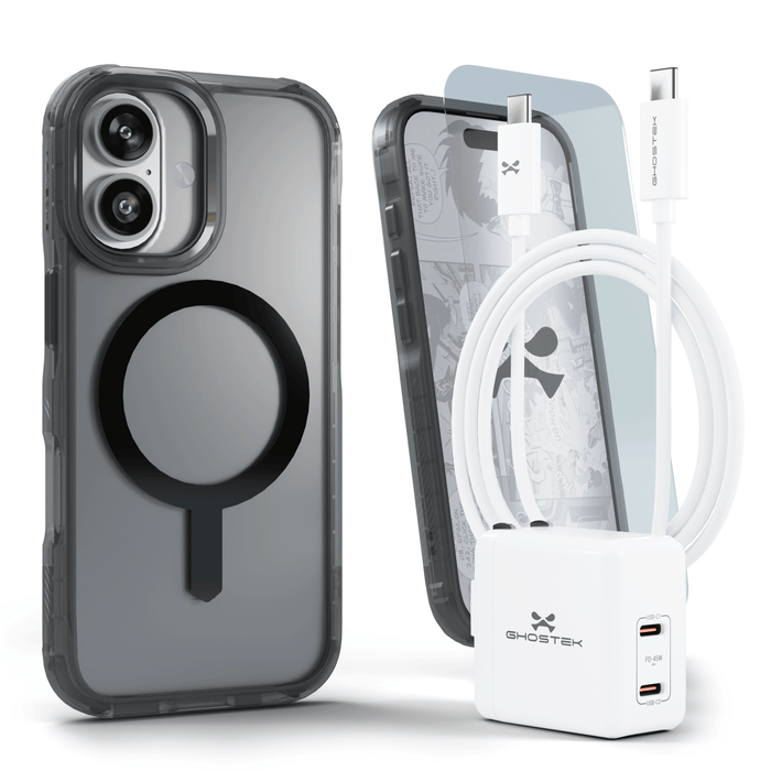 iPhone 17 Case Charger Cable Screen Protector Bundle Smoke Matte