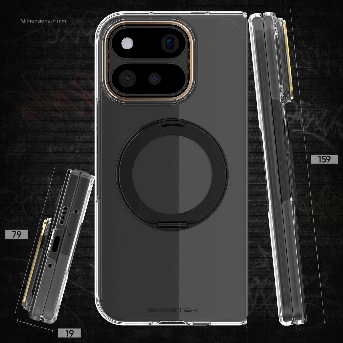 Pixel 11 Pro Fold Phone Case Clear MagSafe Gold Magnetic Cover