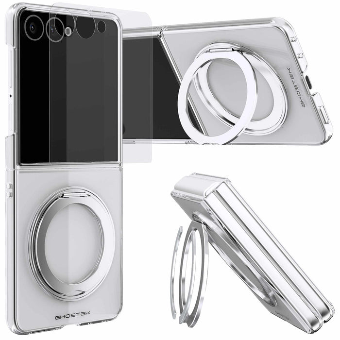 Samsung Galaxy Z Flip 8 Case Clear Silver MagSafe Magnetic Kickstand Protective Phone Case