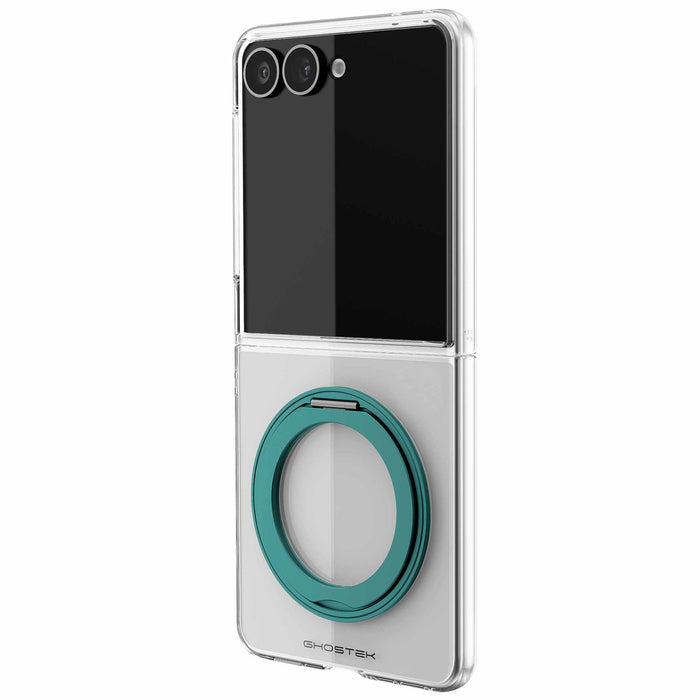 Samsung Galaxy Z Flip 8 Case Clear Teal MagSafe Magnetic Kickstand Protective Phone Cover