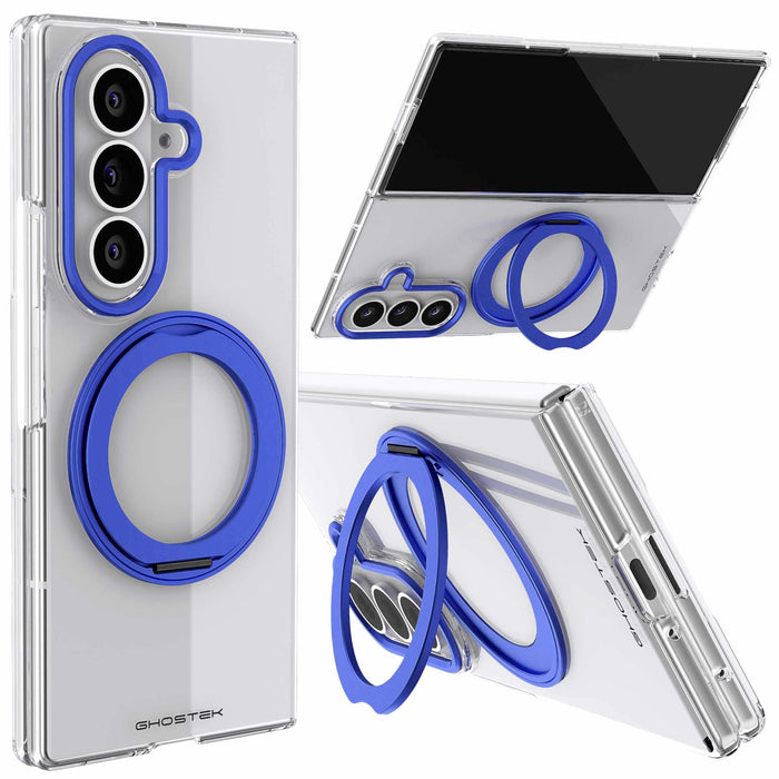 Samsung Galaxy Z Fold 8 Ultra Case Clear Blue MagSafe Magnetic Kickstand Protective Phone Case