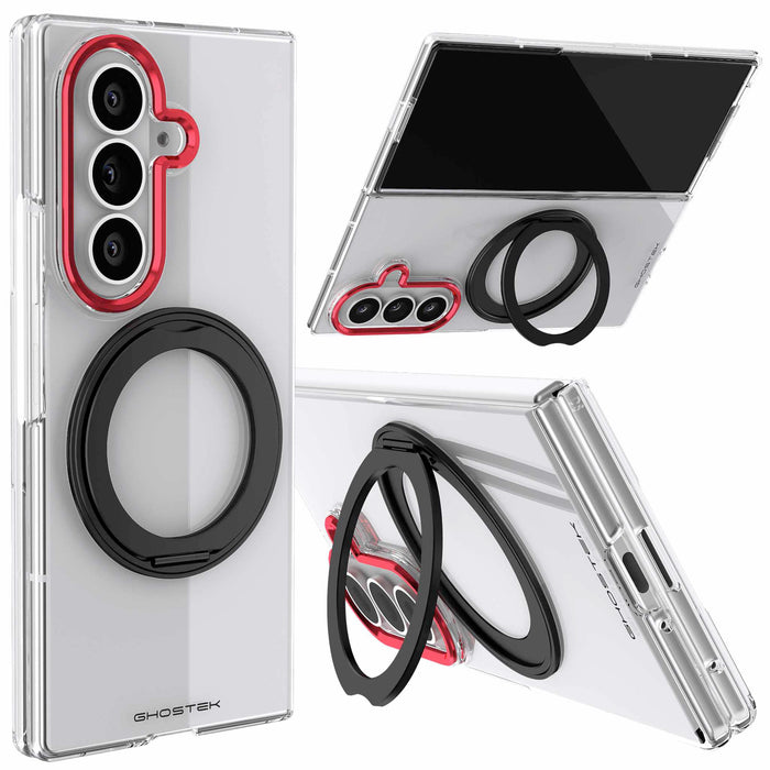 Samsung Galaxy Z Fold 8 Ultra Case Clear Red MagSafe Magnetic Kickstand Protective Phone Case