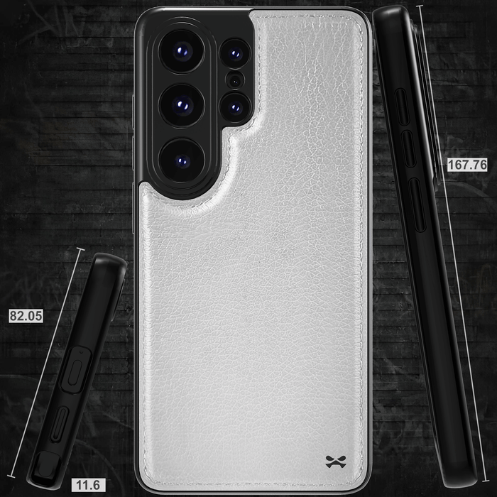 Samsung S26 Ultra Leather Case Gray with MagSafe Magnetic 