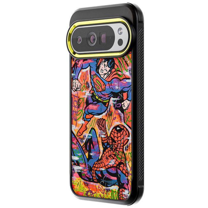 Pixel 10 Pro XL Spiderman vs Superman Spraypaint Artist Artwork Protective Phone Case