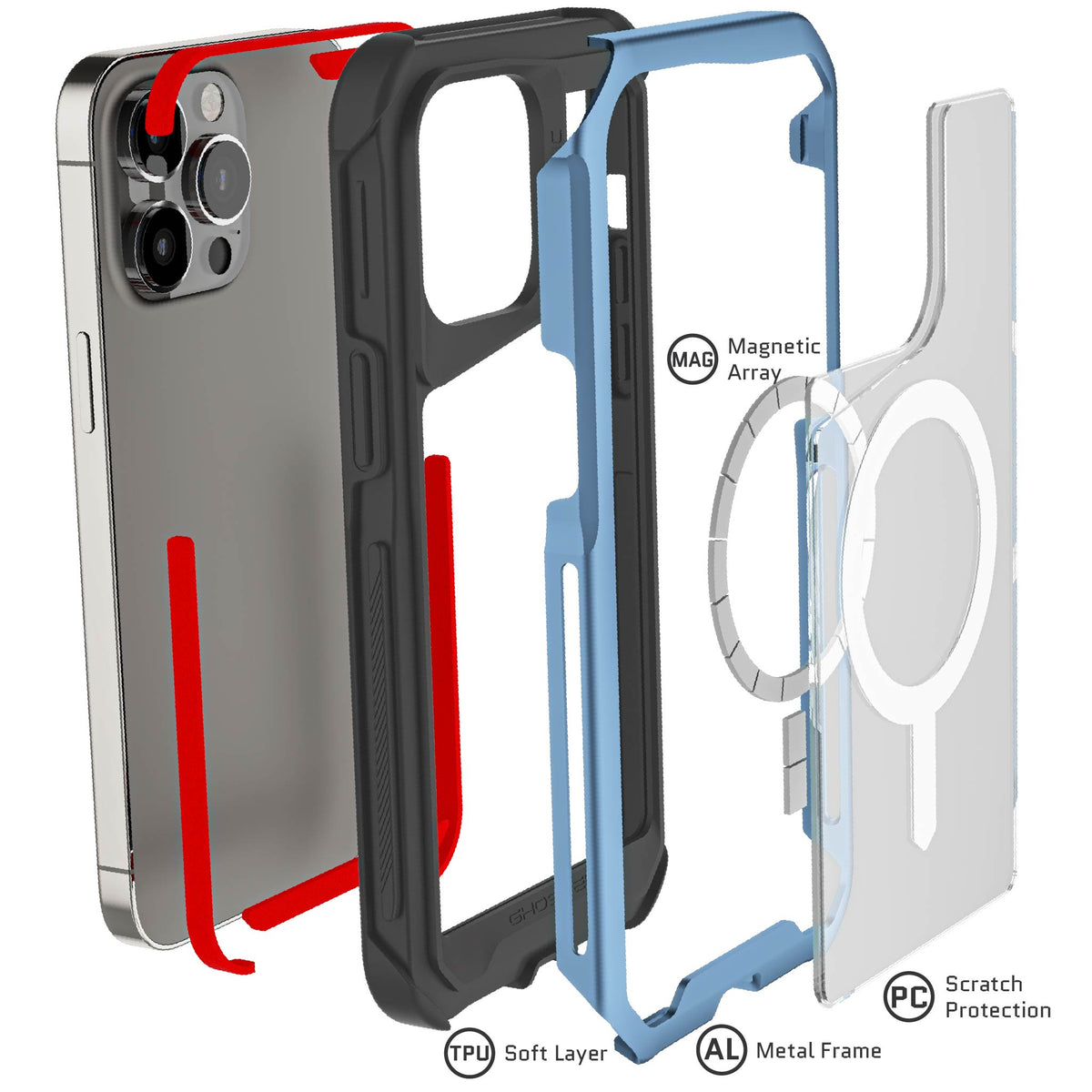 iPhone 14 Pro Max Case Blue Metal MagSafe