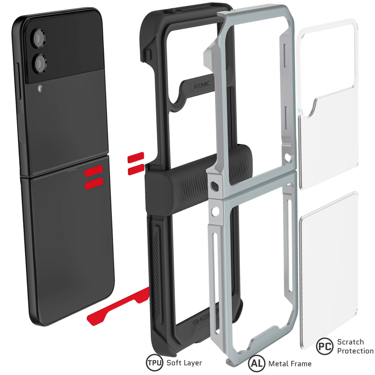 Galaxy Flip 4 Case Silver Clear