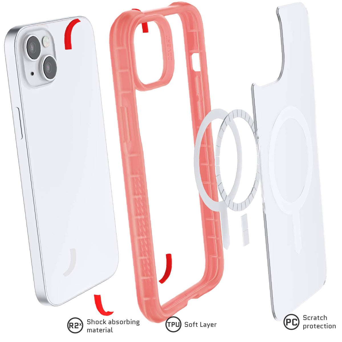 Pink iPhone 14 Plus Case MagSafe Clear